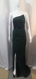 Nukty Green Chest Wrapping Long Robe with Sequins and Slit Female Slim Sexy Evening Dress