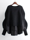 Winter Women's Wool Blouse Women's Sweater Stitching Shirt Fake Two Piece Set  Women Clothes Korean Fashion  Pullover