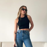 Nukty Summer Tops Women y2k Aesthetic Side Hollow Out Knitted Tanks Solid Color Sleeveless Sweat Shirt Basic Clothes Streetwear