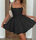 Nukty Lace Up Ruffle Backless Sexy Dresses For Women Elegant Evening Party Dress Bodycon Mini Summer Dress Vestidos
