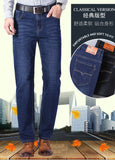 Nukty Stretch Jeans Mens Winter Quality Famous Brand Fleece Pants Men Straight Flocking Trousers Jean Male