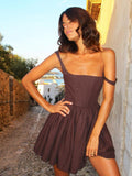Summer New Ladies Dress French Suspenders Corset A-line Skirt Temperament Commuter Solid Color Dress Retro Fairy Skirt