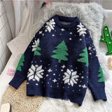 Nukty Sweater Women Christmas Red Pullover Knitwear Korean Loose Fluffy Top Trending Sweater Autumn and Winter Lazy Wind Round Neck