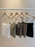 Nukty Basic Spaghetti Strap Tank Top Bra Summer White Tops For Women Backless Slim Sleeveless Camisole Cropped Bandeau Tops