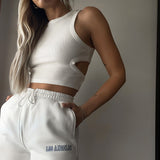 Nukty Summer Tops Women y2k Aesthetic Side Hollow Out Knitted Tanks Solid Color Sleeveless Sweat Shirt Basic Clothes Streetwear