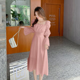 Nukty Backless Sexy Vintage Fairy Dress Women Sweet Elegant Princess Evening Party Dresses Female Casual Korean Long Sleeve Chic Dress