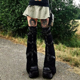 Nukty 2000s Punk Leg Warmers Academia Mall Goth Knee Sleeves Bandage Leg High Boot Stockings Full Length Women Socks y2k