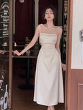 Nukty Women Summer Sexy Spaghetti Strap Midi Dress Sleeveless Slim One Piece Vestidos Lady Fashion Prom Clothes