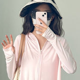 Nukty Sun-proof Jackets Women Hooded Casual Summer Fashion Thin Chic Loose Sporty Korean Style 6 Colors All-match Breathable Simple