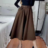 Nukty Women's Autumn and Winter High Waist Retro Skirt Long Skirts Woman Fashion Y2k Vintage Clothing Preppy Style Gothic Clothes