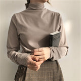 Y2K Sanding Stretch Women Sweaters Turtleneck Pullovers soft Primer Shirt Long Sleeve Korean Sweater Autumn Winter Solid