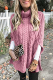 Nukty - High Neck Loose Cable Knit Pattern Stitching Sweater(7 Colors)