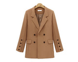 Autumn Winter Casual Long Blazer Women Formal Jackets Office Work Double Breasted Ladies Blazer Coat blazer feminino
