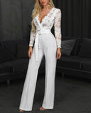Overalls For Women Elegant White Jump Suit Plus Size Long Sleeve Rompers Womens Jumpsuit Lace Sexy Clothes Pants Combinaison