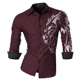 Spring Autumn Features Shirts Men Casual Shirt Long Sleeve Slim Fit Male Shirts Zipper Decoration (No Pockets)