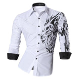 Spring Autumn Features Shirts Men Casual Shirt Long Sleeve Slim Fit Male Shirts Zipper Decoration (No Pockets)