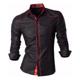 Spring Autumn Features Shirts Men Casual Shirt Long Sleeve Slim Fit Male Shirts Zipper Decoration (No Pockets)