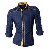 Spring Autumn Features Shirts Men Casual Shirt Long Sleeve Slim Fit Male Shirts Zipper Decoration (No Pockets)