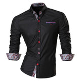 Spring Autumn Features Shirts Men Casual Shirt Long Sleeve Slim Fit Male Shirts Zipper Decoration (No Pockets)