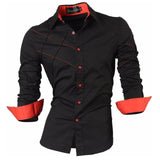 Spring Autumn Features Shirts Men Casual Shirt Long Sleeve Slim Fit Male Shirts Zipper Decoration (No Pockets)
