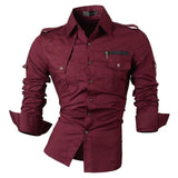 Spring Autumn Features Shirts Men Casual Shirt Long Sleeve Slim Fit Male Shirts Zipper Decoration (No Pockets)