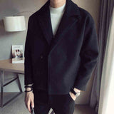 Casual Loose Wool Blends Short Coat England Style Single Button Windbreaker New Solid Color Winter Outerwear Plus Size 5XL