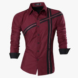 Spring Autumn Features Shirts Men Casual Shirt Long Sleeve Slim Fit Male Shirts Zipper Decoration (No Pockets)