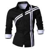 Spring Autumn Features Shirts Men Casual Shirt Long Sleeve Slim Fit Male Shirts Zipper Decoration (No Pockets)