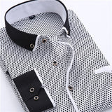 NUKTY Big Size 4XL Men Dress Shirt New Arrival Long Sleeve Slim Fit Button Down Collar High Quality Printed Business Shirts