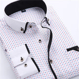 NUKTY Big Size 4XL Men Dress Shirt New Arrival Long Sleeve Slim Fit Button Down Collar High Quality Printed Business Shirts