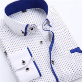 NUKTY Big Size 4XL Men Dress Shirt New Arrival Long Sleeve Slim Fit Button Down Collar High Quality Printed Business Shirts