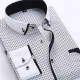 NUKTY Big Size 4XL Men Dress Shirt New Arrival Long Sleeve Slim Fit Button Down Collar High Quality Printed Business Shirts