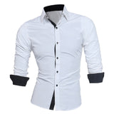 Business Men Color Block Buttons Turn Down Collar Long Sleeve Shirt Slim Fit Top New Chic