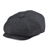 BOTVELA Wool Tweed Newsboy Cap Herringbone Men Women Gatsby Retro Hat Driver Flat Cap Black Brown Green Navy Blue 005