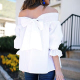 Sexy Off Shoulder Spring Summer Strapless Blouse Women Bowknot Tops Slash Neck Shirts Casual Loose blusas mujer de moda