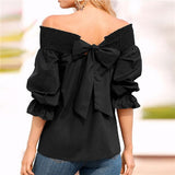 Sexy Off Shoulder Spring Summer Strapless Blouse Women Bowknot Tops Slash Neck Shirts Casual Loose blusas mujer de moda