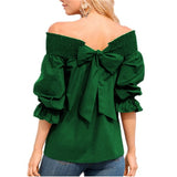 Sexy Off Shoulder Spring Summer Strapless Blouse Women Bowknot Tops Slash Neck Shirts Casual Loose blusas mujer de moda