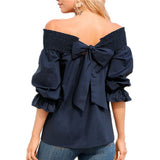 Sexy Off Shoulder Spring Summer Strapless Blouse Women Bowknot Tops Slash Neck Shirts Casual Loose blusas mujer de moda