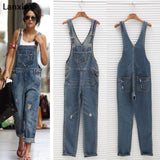 Fashion Women Denim Jumpsuit Ladies Spring Fashion Loose Jeans Rompers Female Casual Plus Size Overall Playsuit With Pocket