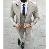 NUKTY  Fashion Lattice Men's Suit Slim Fit Prom Wedding Suits for Men Groom Tuxedo Jacket Pants Set Custom White Casual Men Blazer