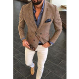 NUKTY  Fashion Lattice Men's Suit Slim Fit Prom Wedding Suits for Men Groom Tuxedo Jacket Pants Set Custom White Casual Men Blazer