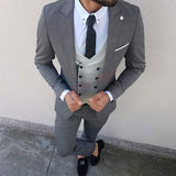 NUKTY  Fashion Lattice Men's Suit Slim Fit Prom Wedding Suits for Men Groom Tuxedo Jacket Pants Set Custom White Casual Men Blazer