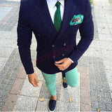 NUKTY  Fashion Lattice Men's Suit Slim Fit Prom Wedding Suits for Men Groom Tuxedo Jacket Pants Set Custom White Casual Men Blazer