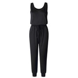 New Arrival Sexy Off Shoulder Sleeveless Lace Up Belts Jumpsuits Summer Women Solid Casual Pockets Long Rompers Women Jumpsuits