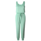 New Arrival Sexy Off Shoulder Sleeveless Lace Up Belts Jumpsuits Summer Women Solid Casual Pockets Long Rompers Women Jumpsuits