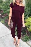 New Arrival Sexy Off Shoulder Sleeveless Lace Up Belts Jumpsuits Summer Women Solid Casual Pockets Long Rompers Women Jumpsuits