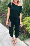 New Arrival Sexy Off Shoulder Sleeveless Lace Up Belts Jumpsuits Summer Women Solid Casual Pockets Long Rompers Women Jumpsuits