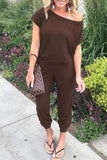New Arrival Sexy Off Shoulder Sleeveless Lace Up Belts Jumpsuits Summer Women Solid Casual Pockets Long Rompers Women Jumpsuits