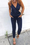 New Arrival Sexy Off Shoulder Sleeveless Lace Up Belts Jumpsuits Summer Women Solid Casual Pockets Long Rompers Women Jumpsuits