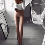 Sexy Women High Waist Long Pants OL Ladies Career Solid Palazzo Slim Flare Wide Leg Trousers Female Harem Pants